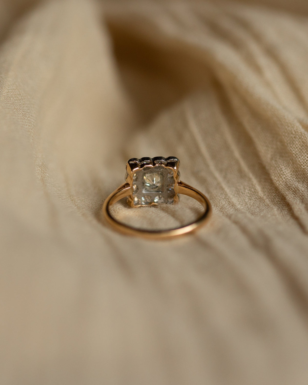 Thomasina Antique Art Deco 18ct Gold Diamond Square Cluster Ring