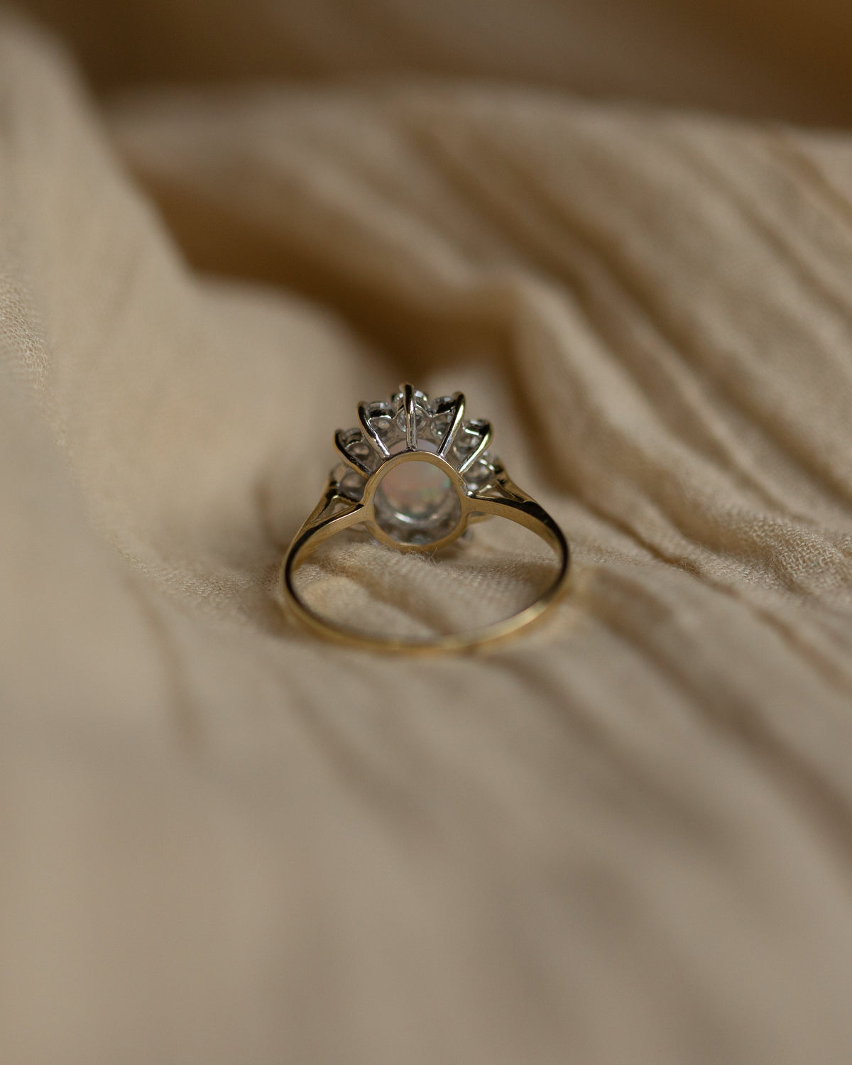 Lucy Vintage 9ct Gold Opal & CZ Cluster Flowerhead Ring