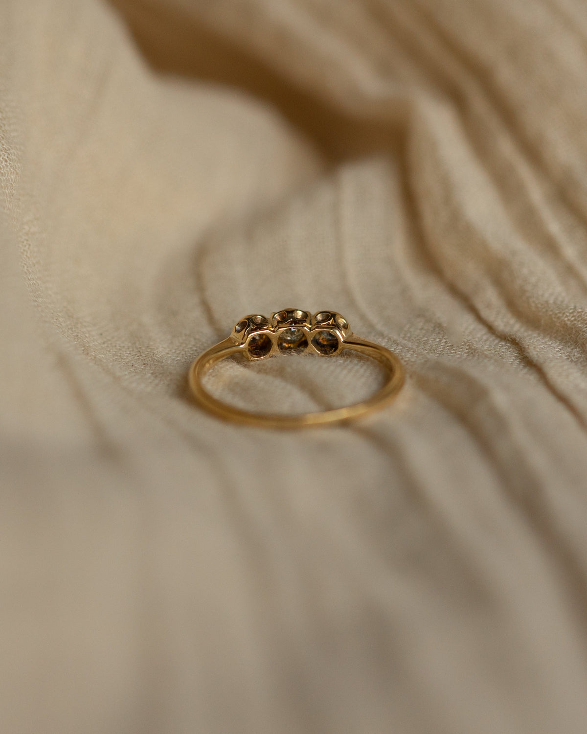 Emeline Vintage 18ct Gold Diamond Trilogy Ring