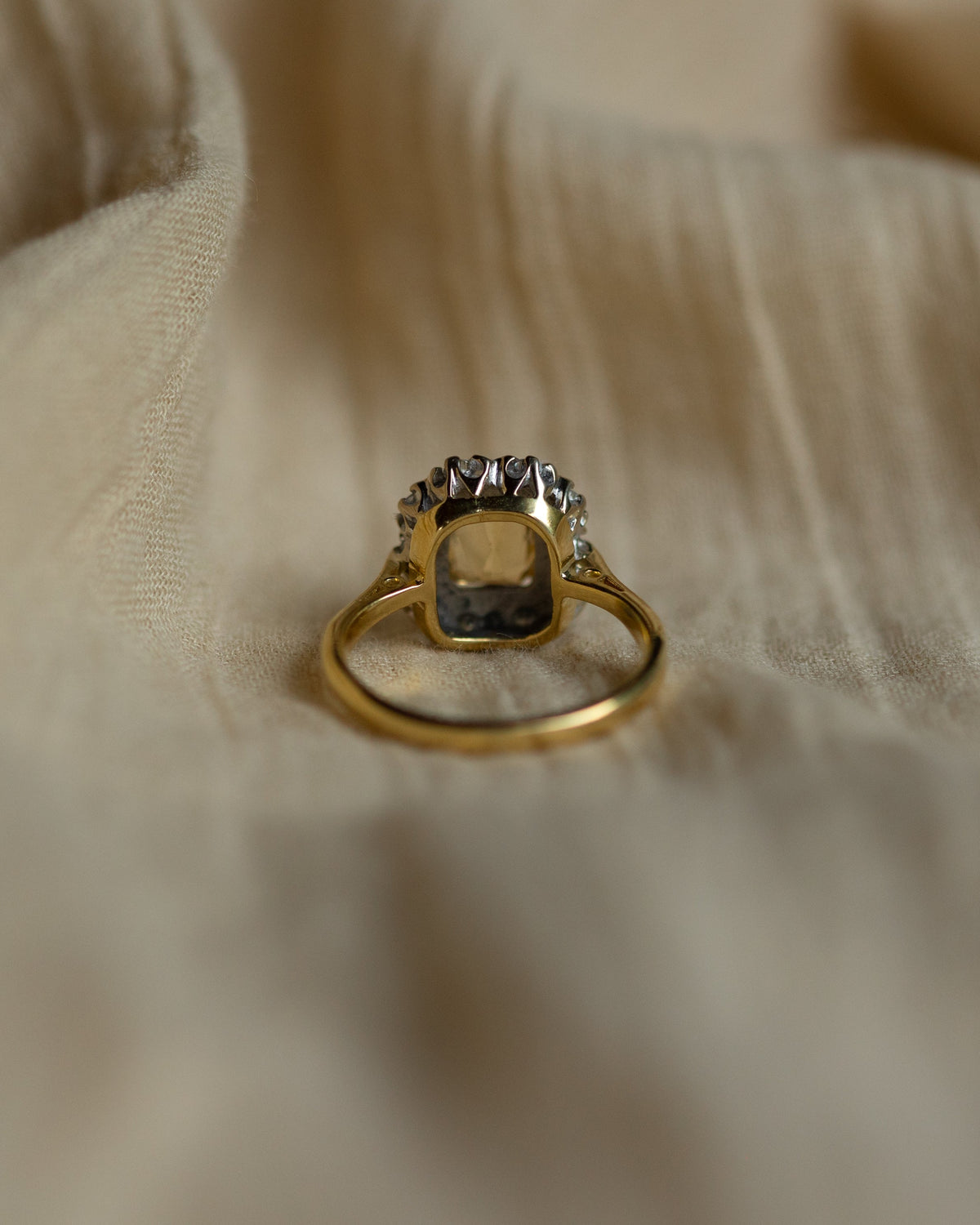 Hortense 1974 Vintage 18ct Gold Citrine & Diamond Cluster Ring