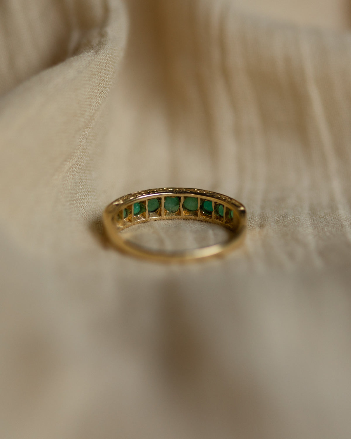 Solana 1978 Vintage 9ct Gold Emerald Half Eternity Ring