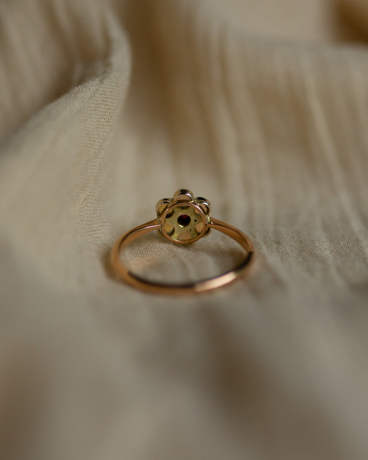Rosa Vintage 9ct Gold Ruby & Opal Daisy Cluster Ring