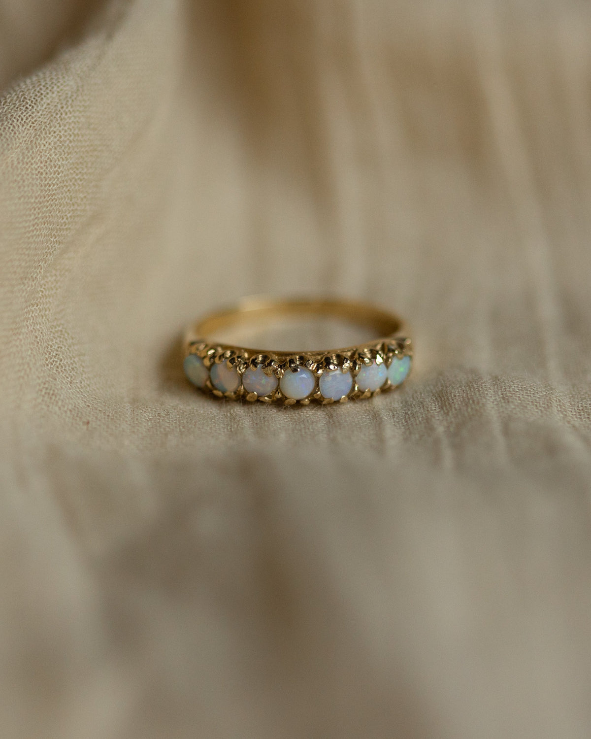 Isolde Vintage 9ct Gold Opal Half Eternity Ring