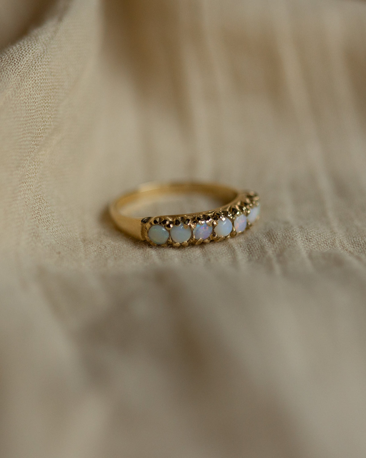 Isolde Vintage 9ct Gold Opal Half Eternity Ring