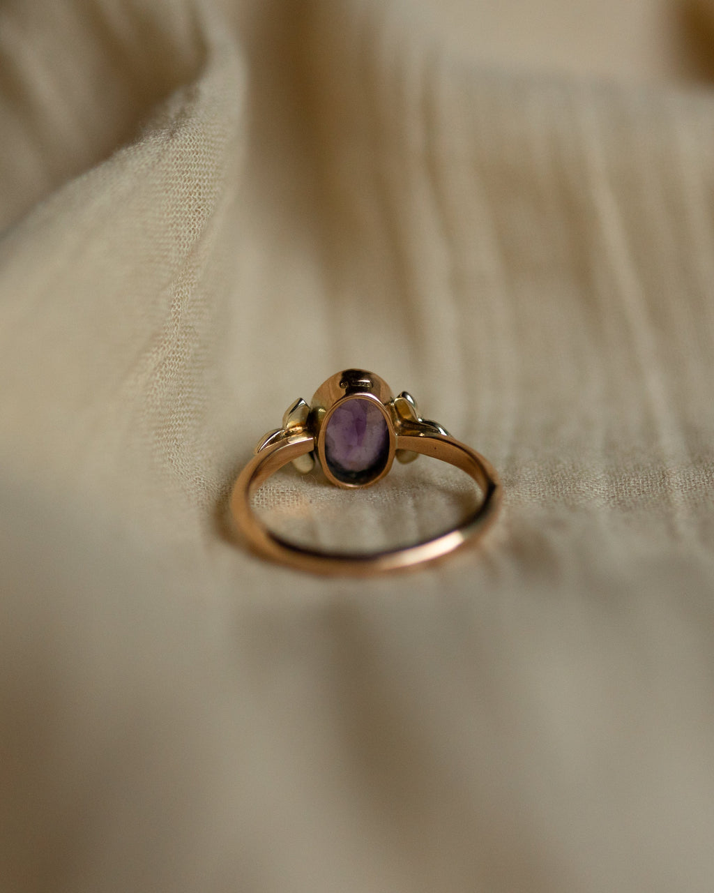 Perla 1916 Antique 9ct Gold Amethyst & Pearl Ring