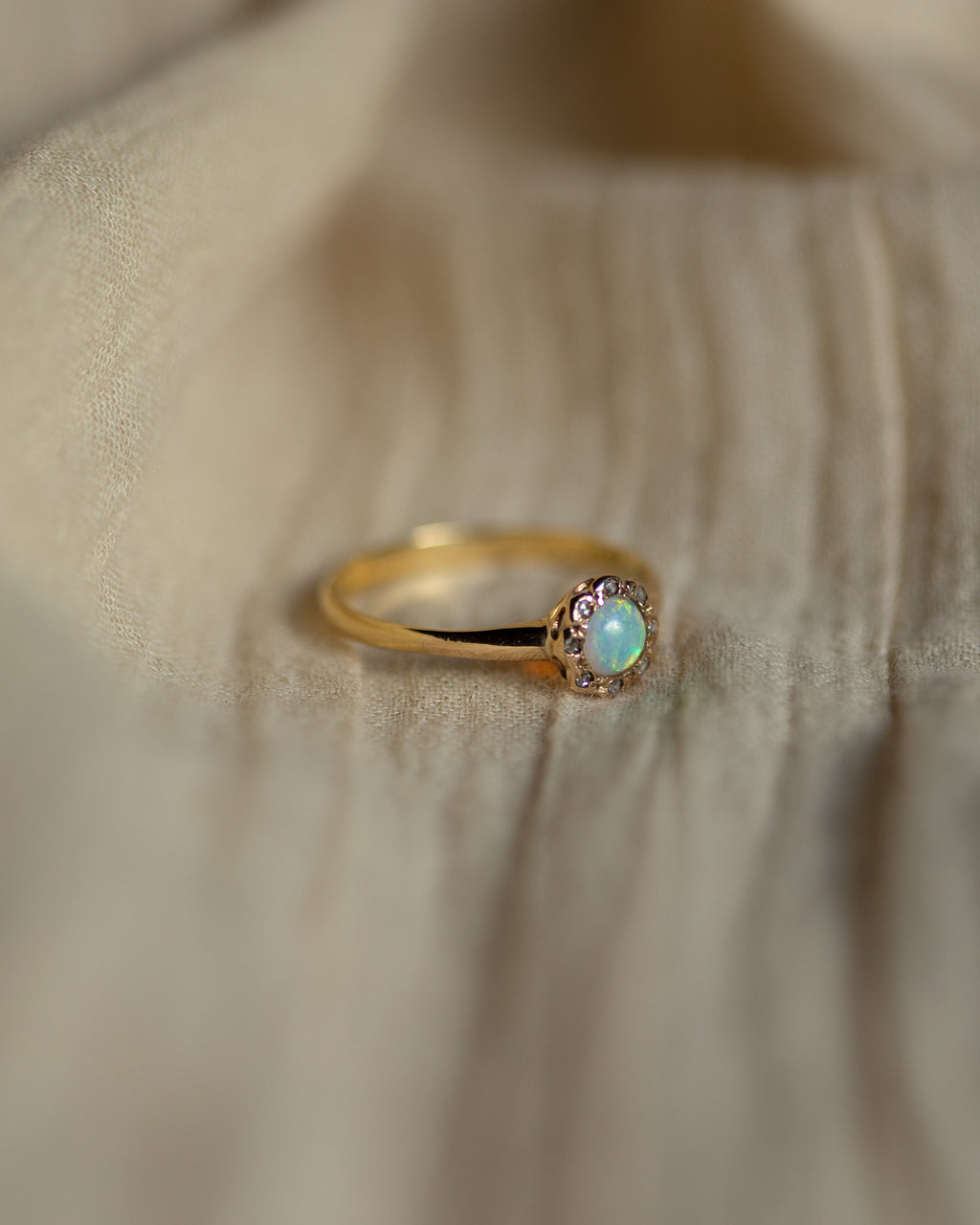 Sidonie Antique 18ct Gold Opal & Diamond Cluster Ring