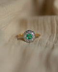 Nancy Antique 18ct Gold Emerald & Diamond Cluster Ring