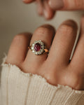 Beatrice Vintage 18ct Gold Ruby & Diamond Cluster Ring