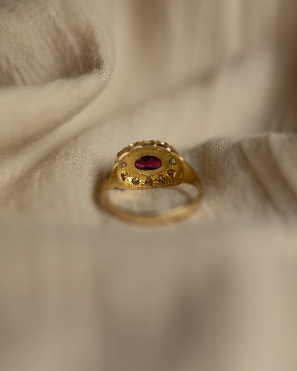 Bridget Antique 18ct Gold Ruby & Diamond Cluster Ring