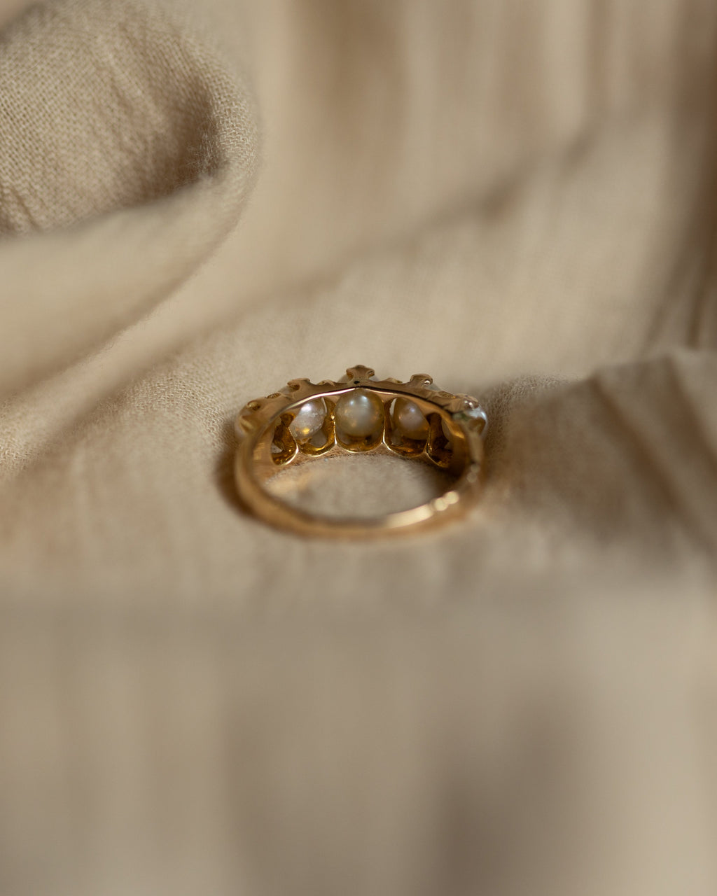 Nadia Antique 18ct Gold Pearl Five Stone Ring