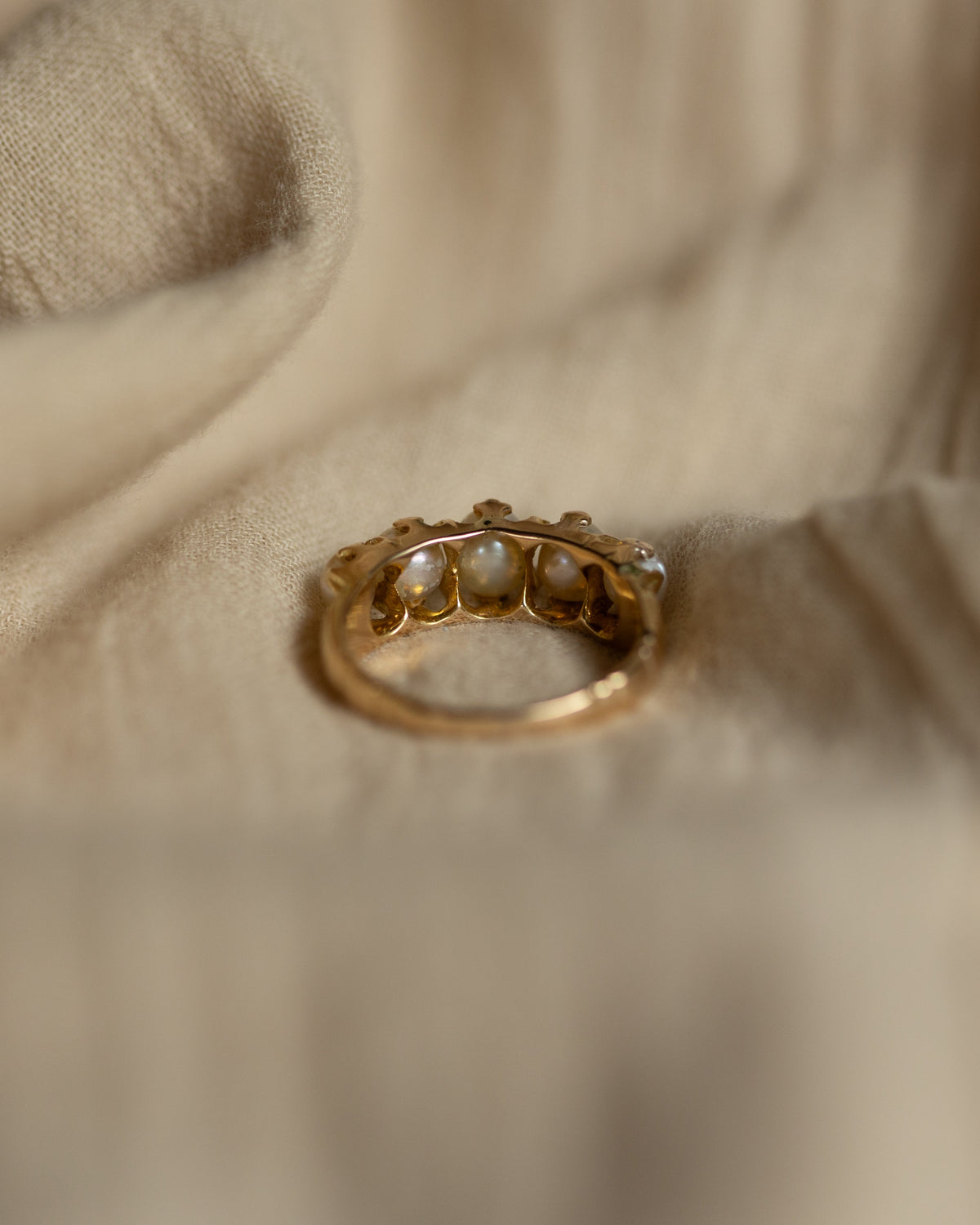 Nadia Antique 18ct Gold Pearl Five Stone Ring