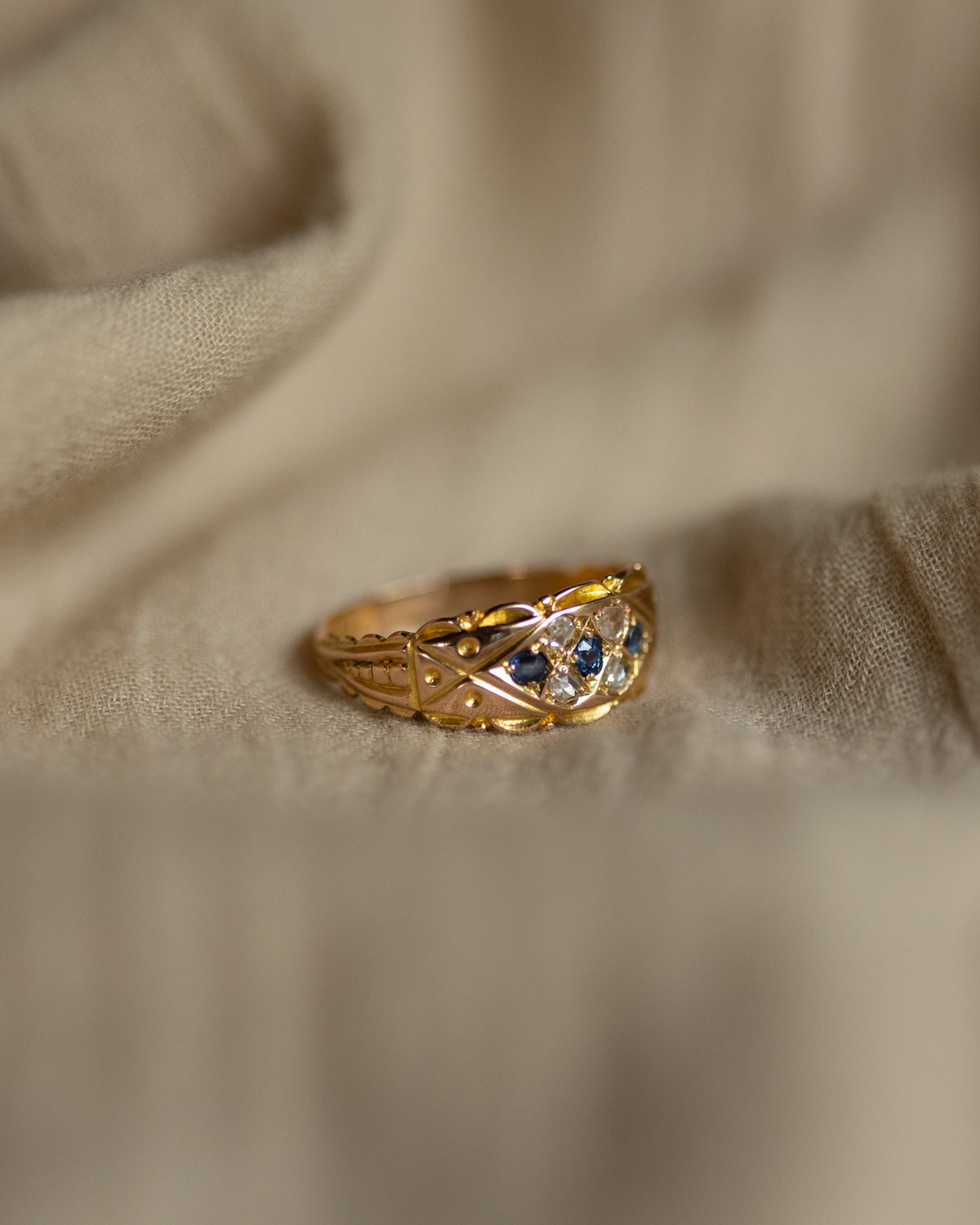 Roberta 1903 Antique 15ct Gold Sapphire & Diamond Ring