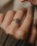 Dulcie 1989 Vintage 9ct Gold Topaz & Diamond Pear Cluster Ring