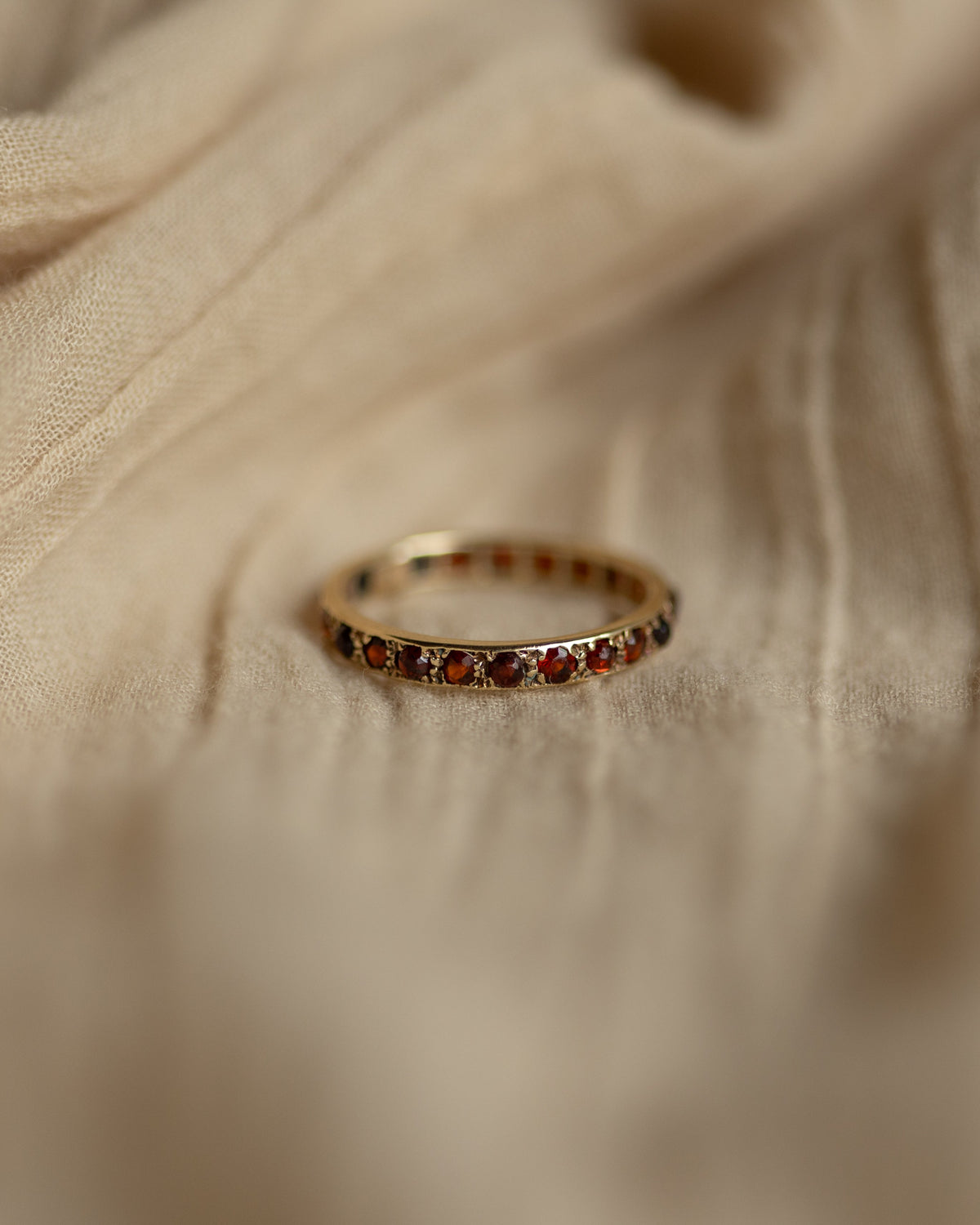 Petronella Vintage 9ct Gold Garnet Eternity Ring