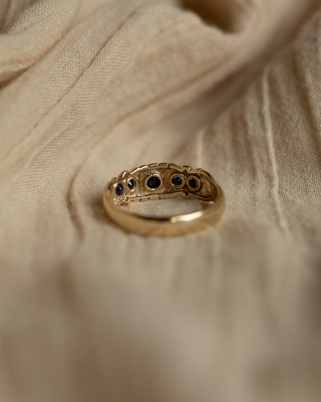 Priscilla Vintage 9ct Gold Sapphire Five Stone Ring
