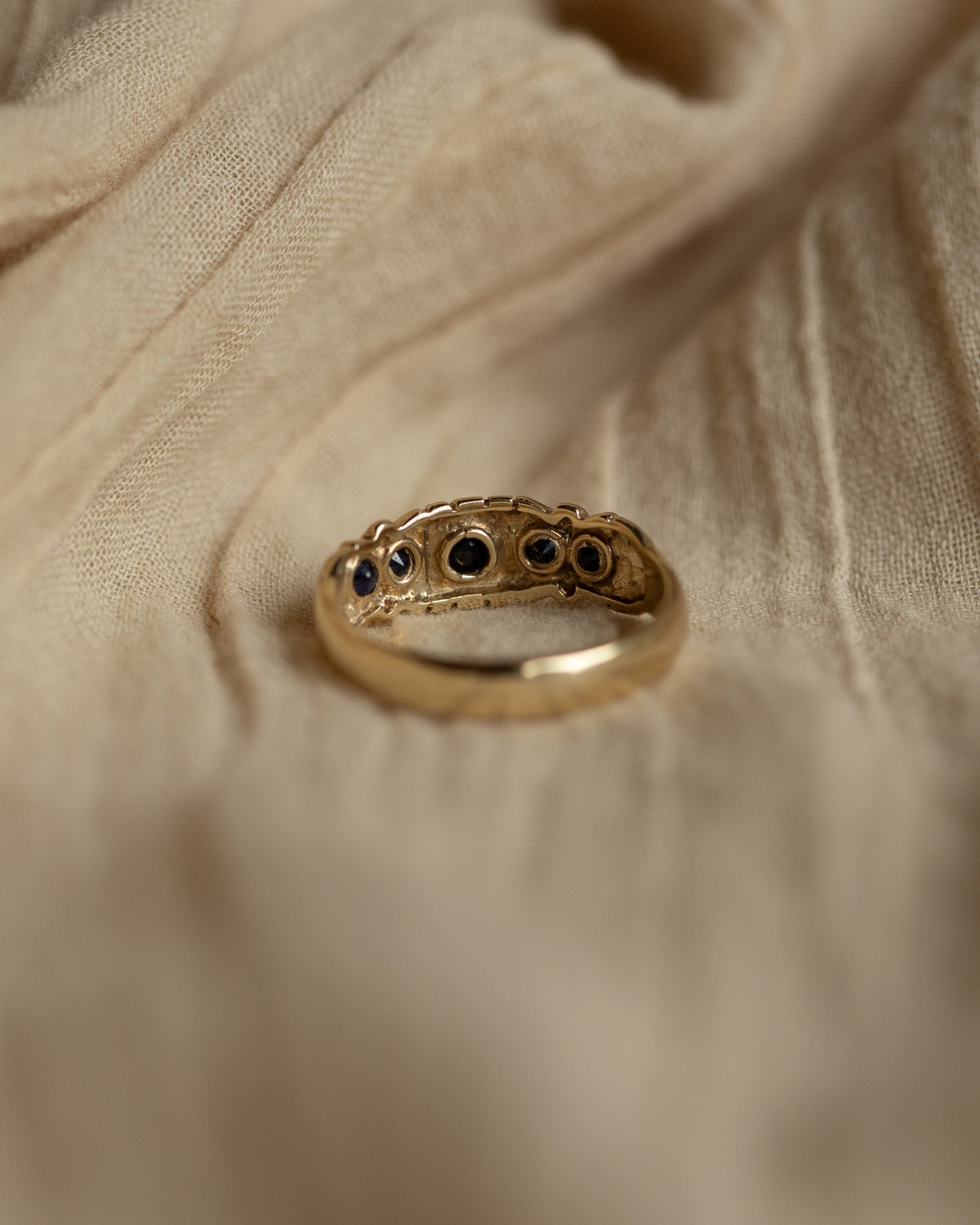 Priscilla Vintage 9ct Gold Sapphire Five Stone Ring
