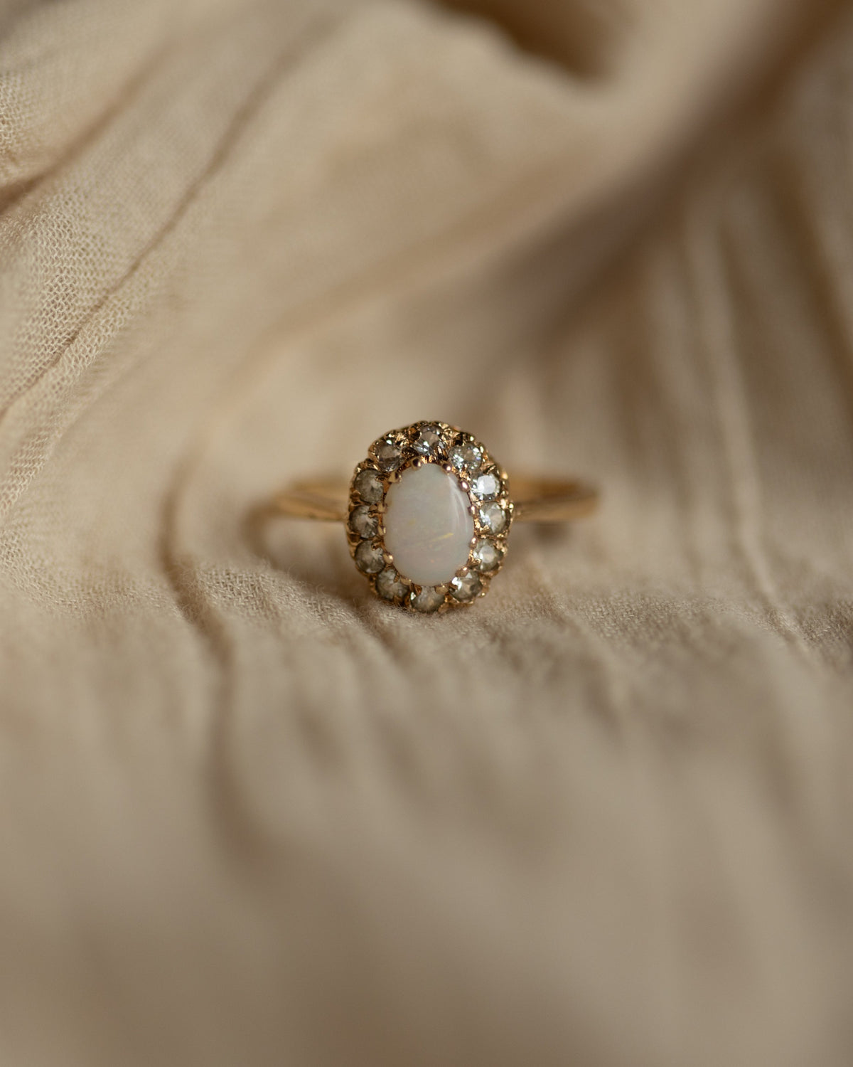 Verity 1973 Vintage 9ct Gold Opal & CZ Cluster Ring