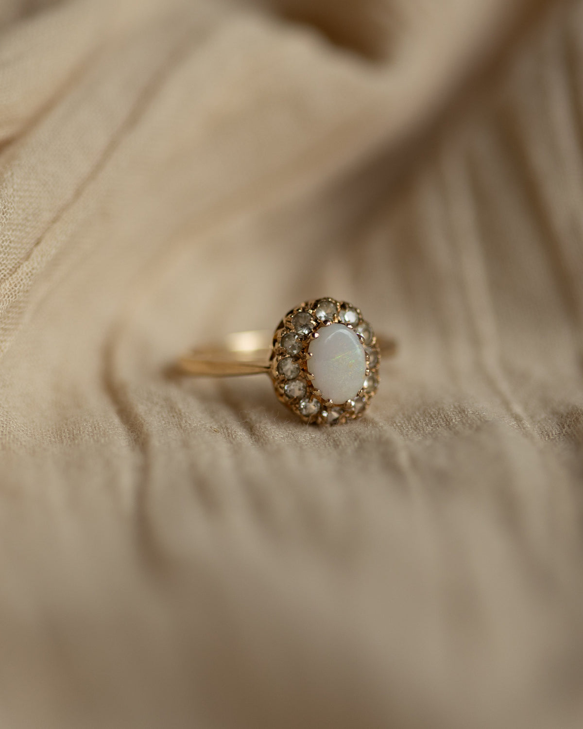 Verity 1973 Vintage 9ct Gold Opal & CZ Cluster Ring