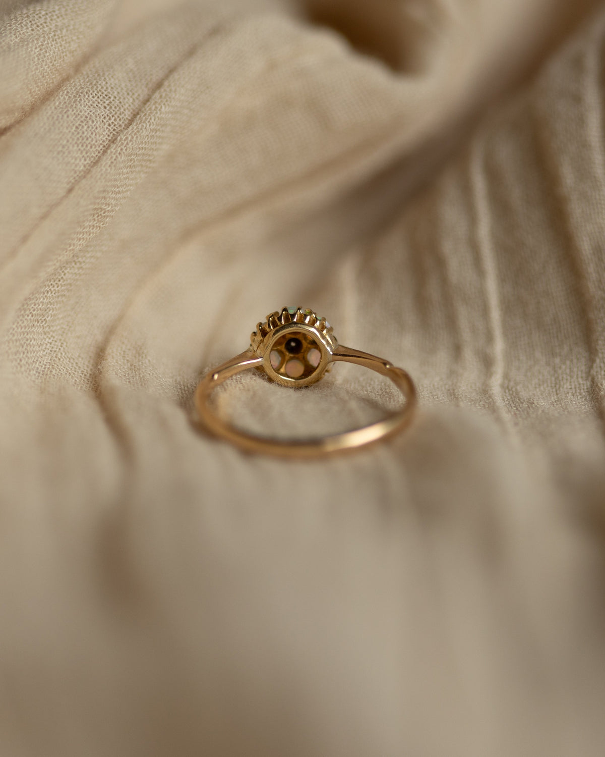 Millicent Antique 18ct Gold Opal & Diamond Cluster Ring