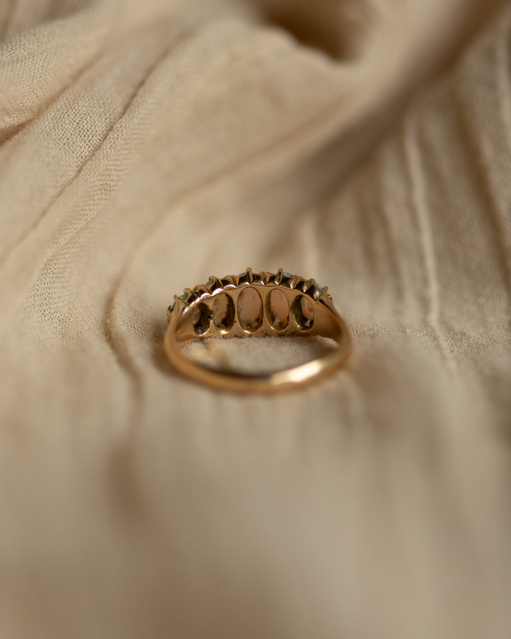 Nellie 1914 Antique 18ct Gold Opal Five Stone Ring