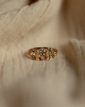 Max 1879 Antique 15ct Gold Pearl & Ruby Forget-Me-Not Ring