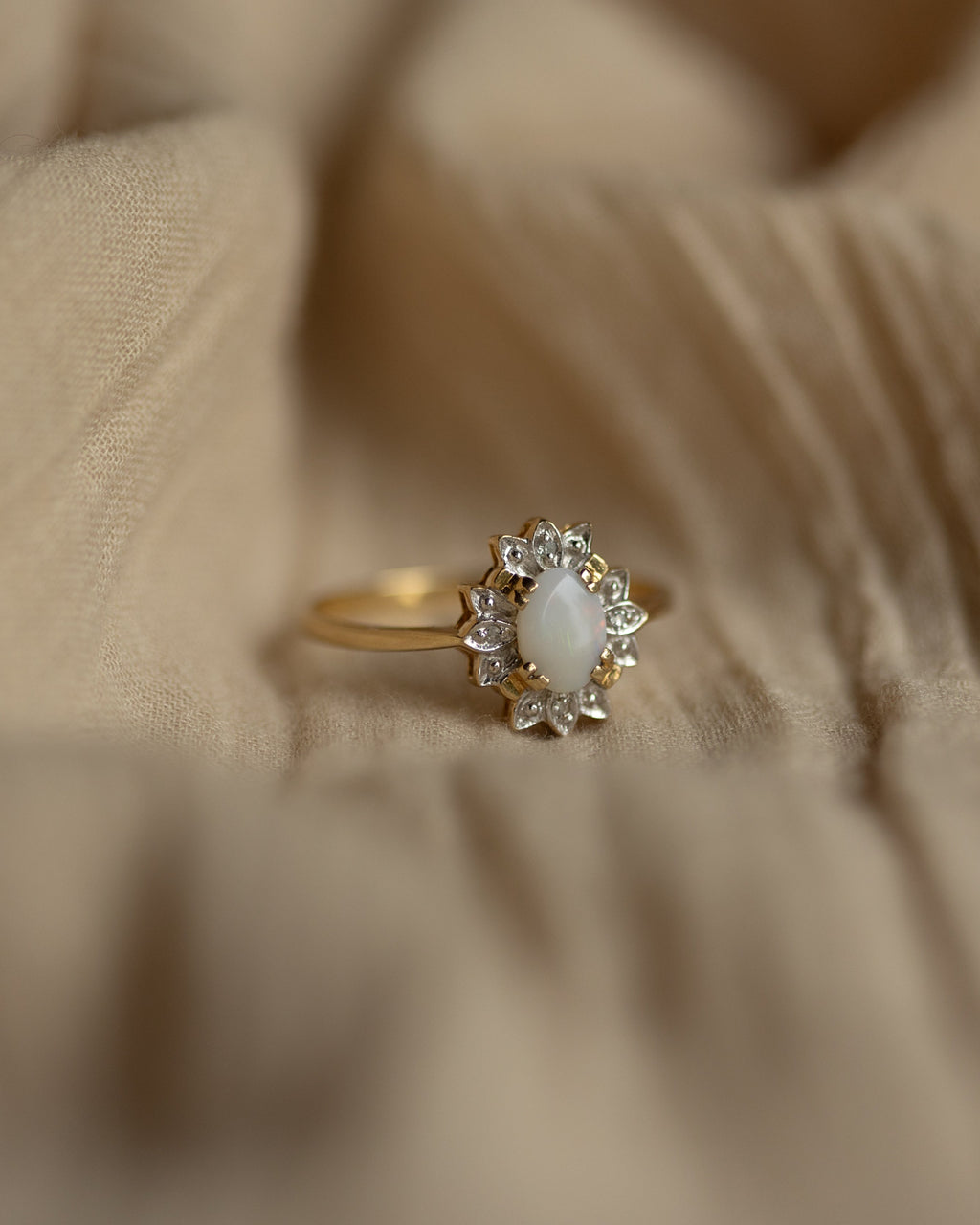 Katherina Vintage 9ct Gold Opal & Diamond Cluster Ring