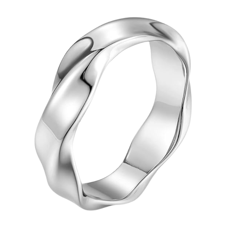 Stainless Steel Twisted Wave Band Ring