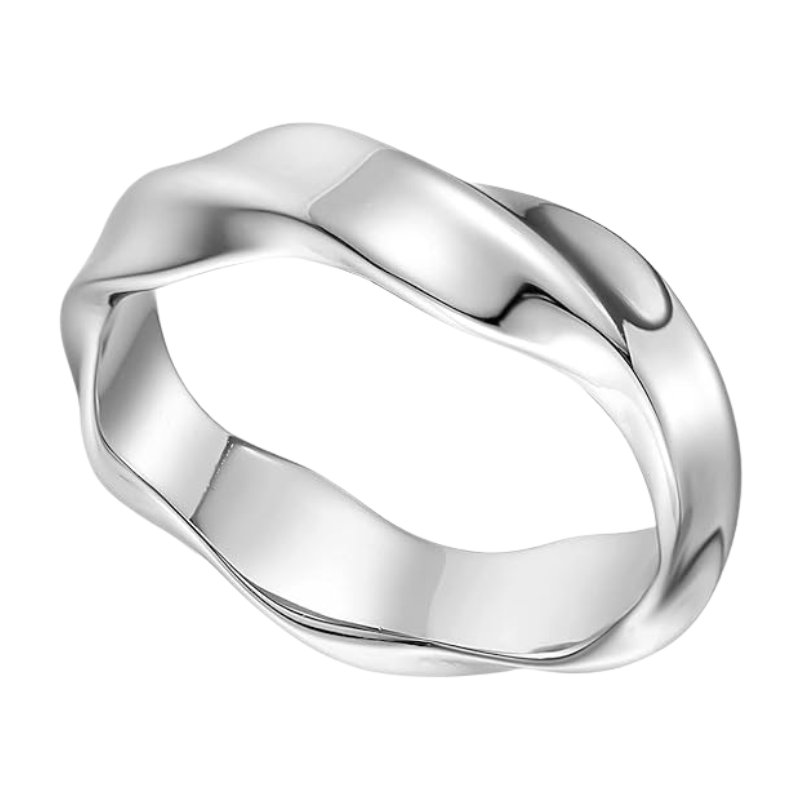 Stainless Steel Twisted Wave Band Ring