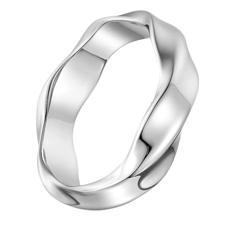 Stainless Steel Twisted Wave Band Ring