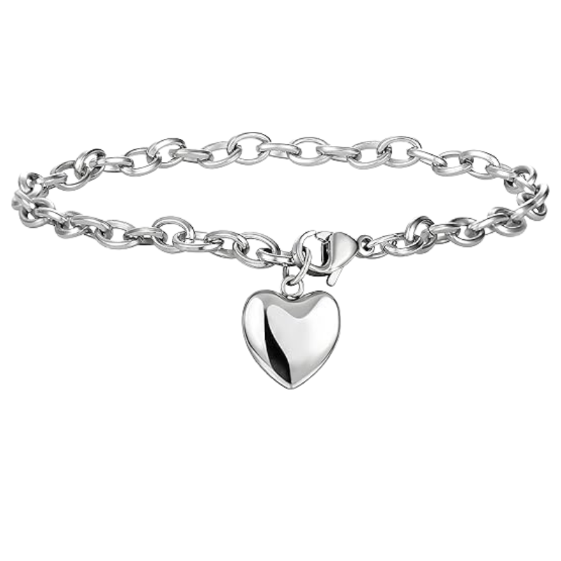 Women’s Stainless Steel Heart Charm Bracelet