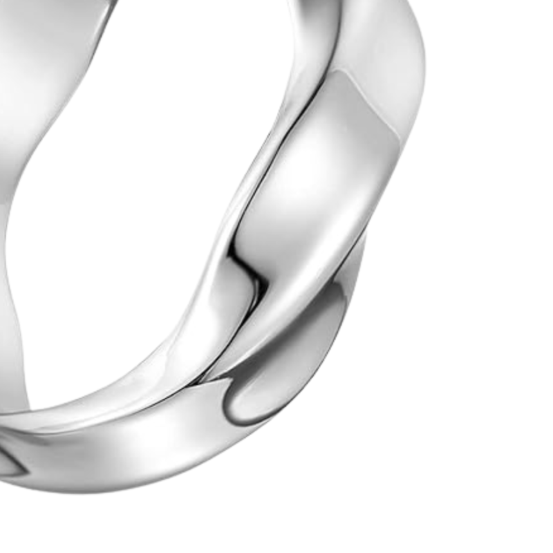 Stainless Steel Twisted Wave Band Ring