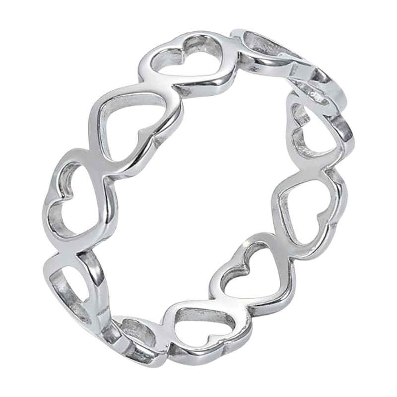 Women’s Stainless Steel Heart Stacking Ring
