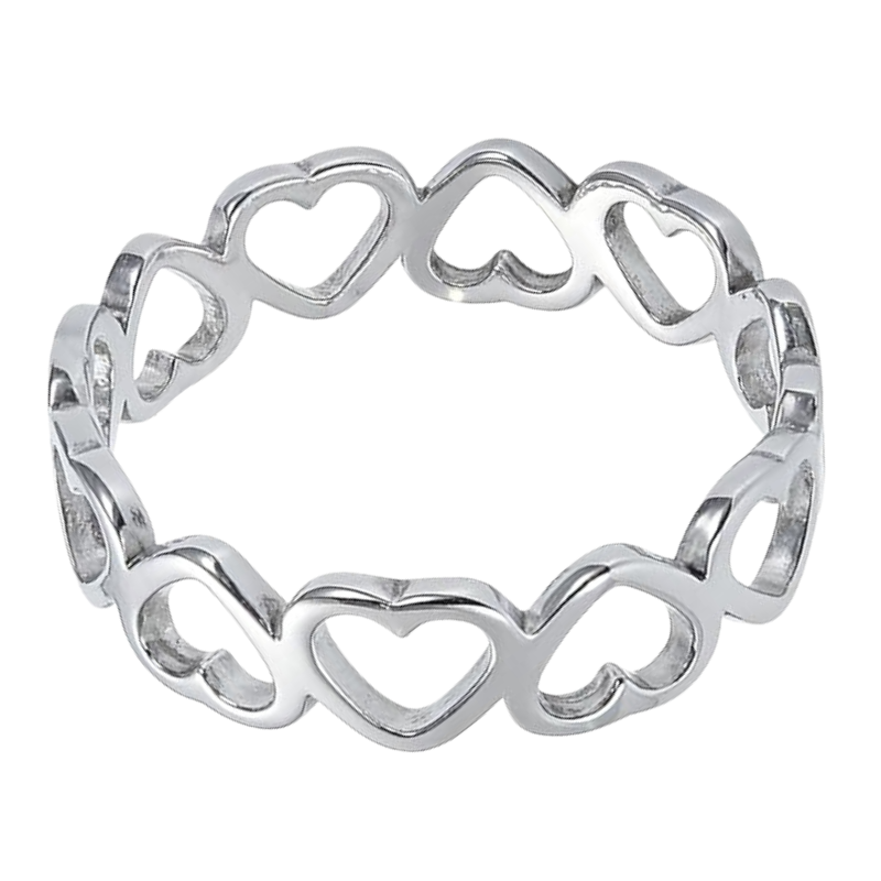 Women’s Stainless Steel Heart Stacking Ring