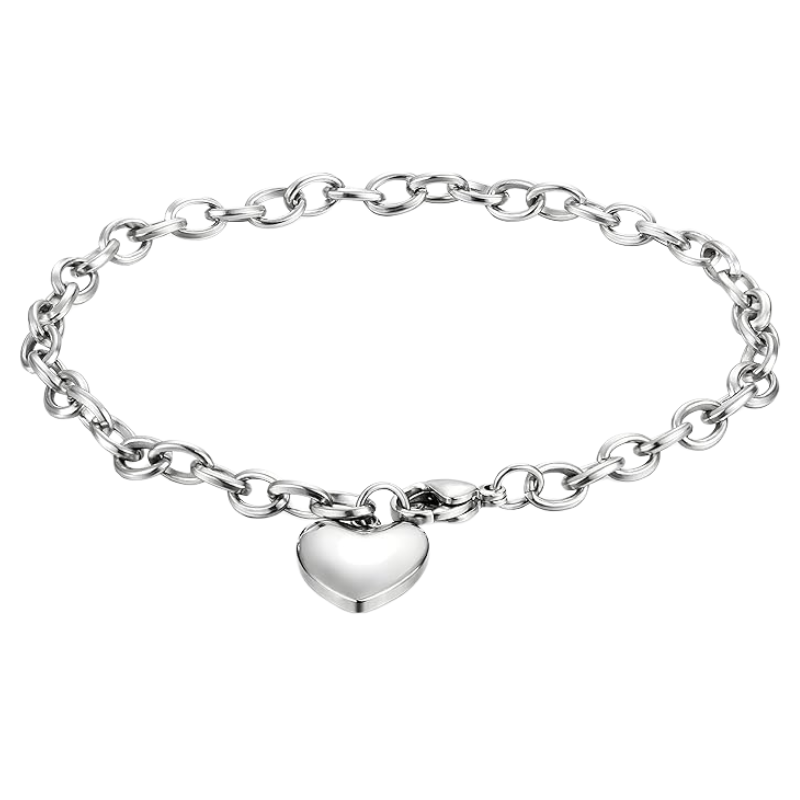 Women’s Stainless Steel Heart Charm Bracelet