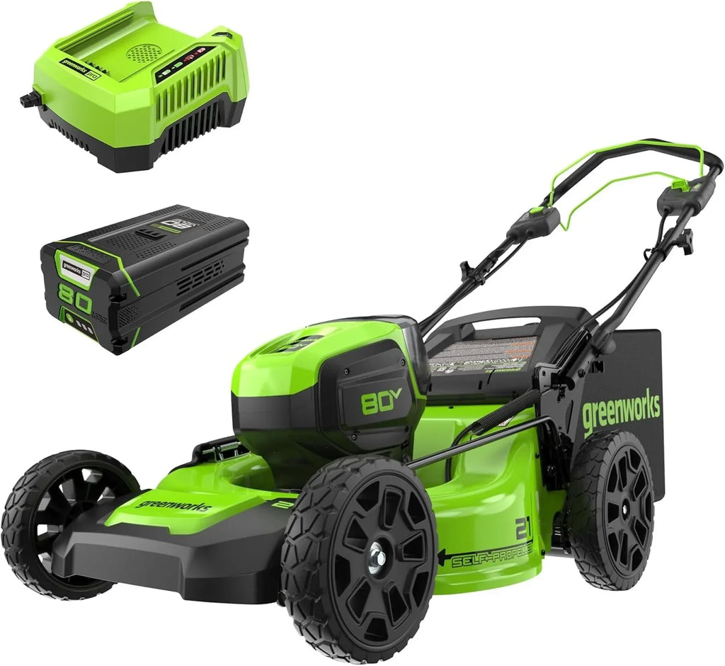 Greenworks 80V 21″ Cordless Self-Propelled Lawn Mowers. image 0
