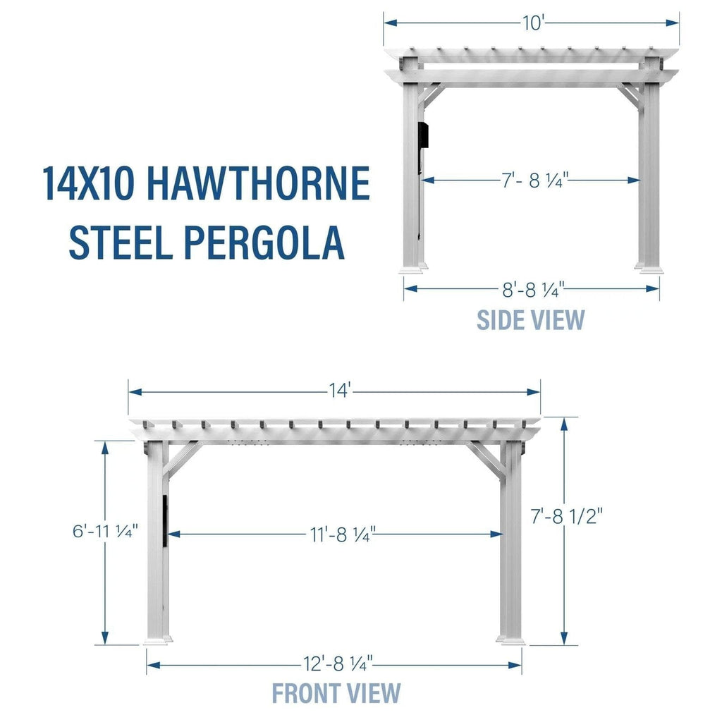 14×10 Hawthorne Traditional Steel Pergola With Sail Shade Soft Canopy image 10