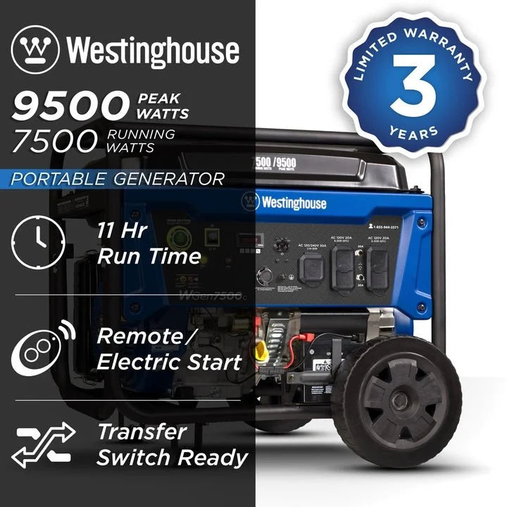 Westinghouse WGen7500c 9500 Peak Watt Portable Generators. image 4