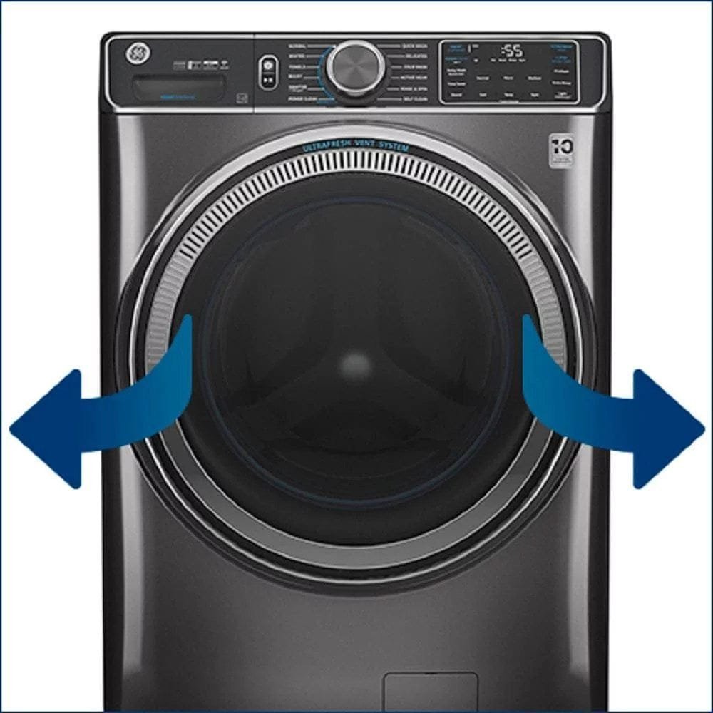 GE – 4.8 CuFt High-Efficiency Stackable Smart Front Load Washer w/UltraFresh Vent System & Microban Antimicrobial Technology – White on white image 2