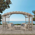 SummerCove 10 ft. x 14 ft. Light Gray Cedar Frame Arched Pergola with Shelves image 0