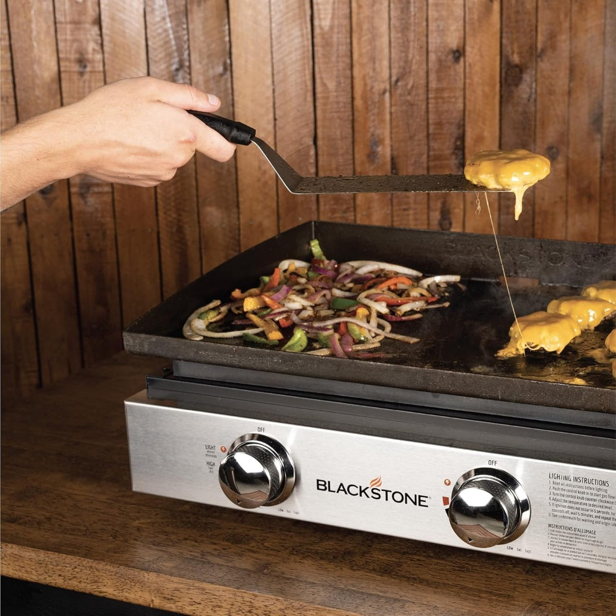 Blackstone 22″ Portable Tabletop Griddle – Dual Burner Flat Top Grill, 24,000 BTU Propane with Stainless Steel Faceplate & Rear Grease System image 3