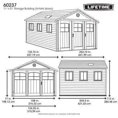 Lifetime 11 Ft. X 21 Ft. Outdoor Storage Shed With Tri-Fold Doors image 1