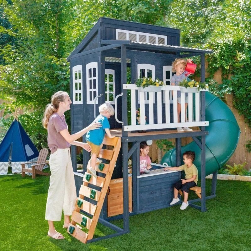 Kids Kidkraft Cozy Escape Playhouse In Navy Installation Included image 1