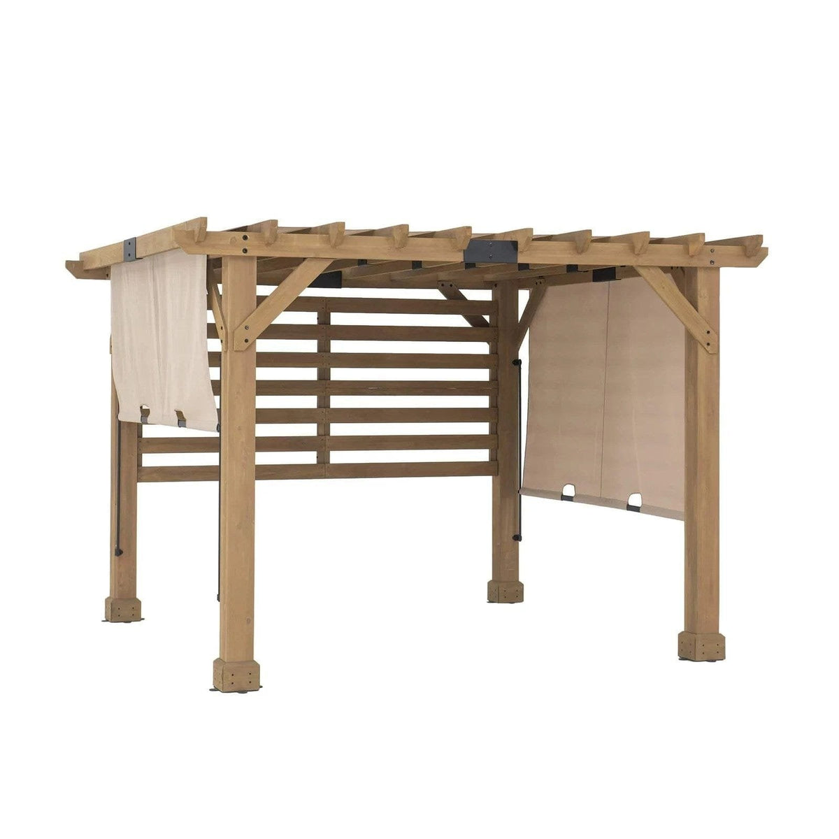 SummerCove 11 ft. x 10 ft. Tan Cedar Frame Wood Pergola with Adjustable Canopy image 1