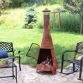Sunnydaze 70″ Rust Patina Finish Steel Wood-Burning Chiminea with Spark Screen image 0
