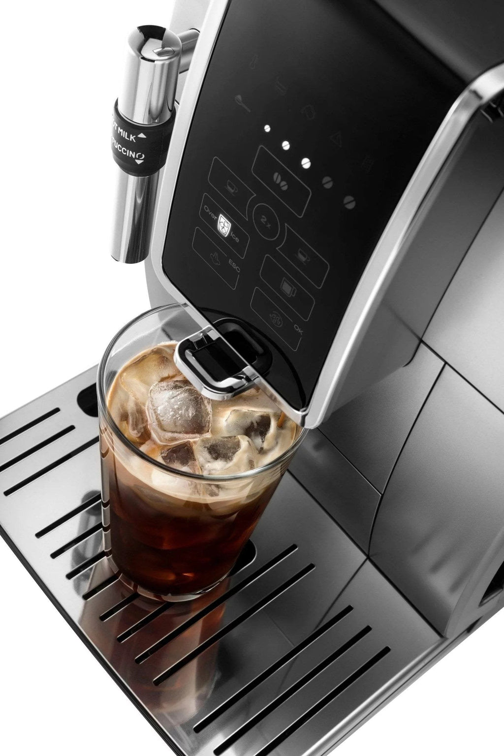 De’Longhi – Dinamica TrueBrew Over Ice Fully Automatic Coffee and Espresso Machine- Chrome and Black image 2