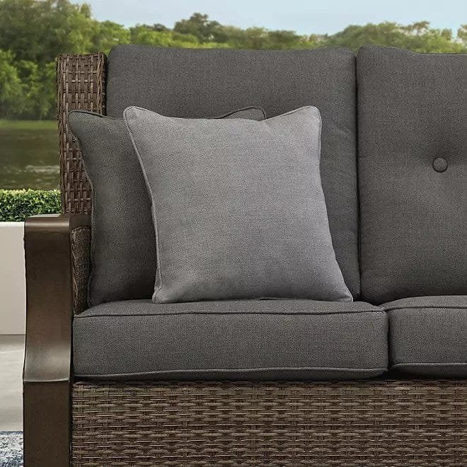 Newcastle 6-Piece Patio Deep Seating Set with Fire Pit – Smoke – Member’s Mark image 1