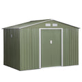 Spacious 9′ x 6′ Outdoor Storage Shed with Foundation, Sliding Doors, and Vents – Green image 0