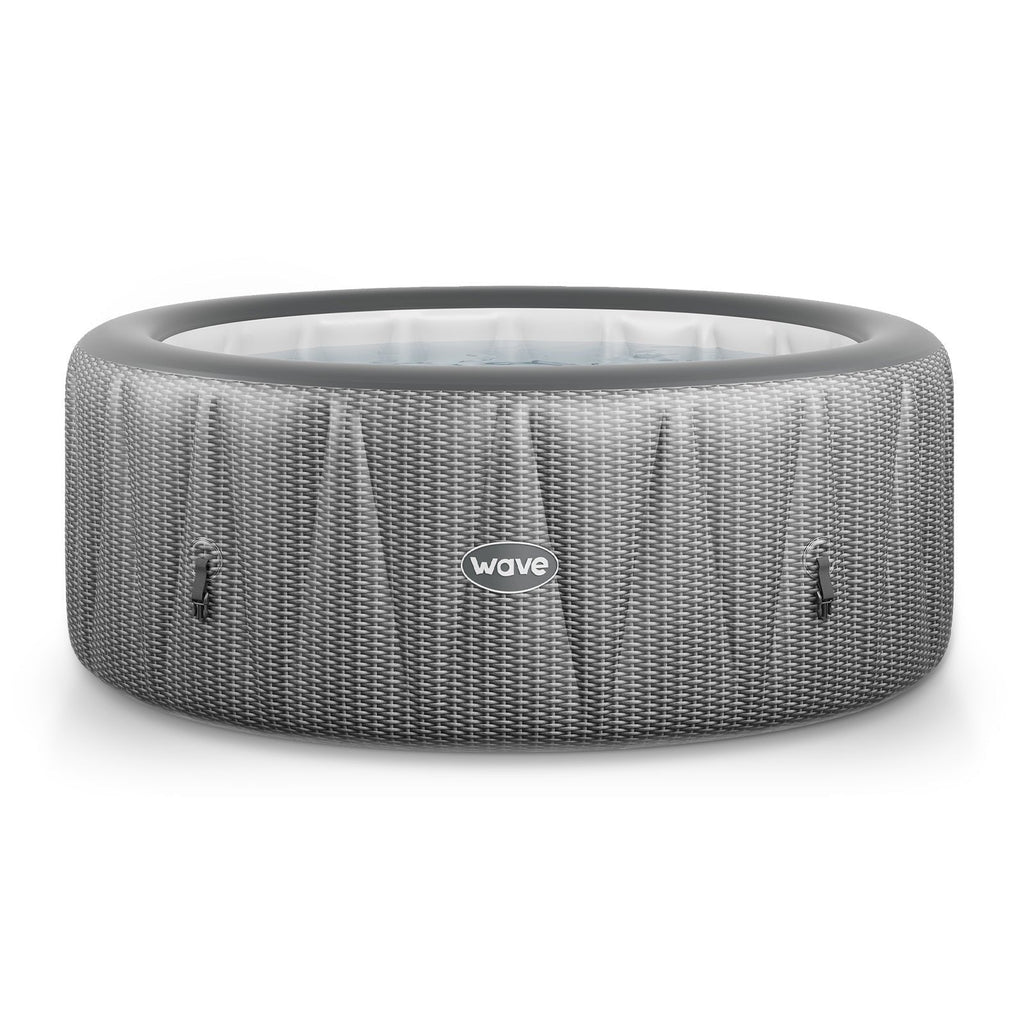 Wave Atlantic 6-Person Inflatable Hot Tub | Integrated Eco Heater | 130 Aquajet Massage System | Anti-Freeze Protection | Quick 15-Minute Setup | Gray Rattan image 0