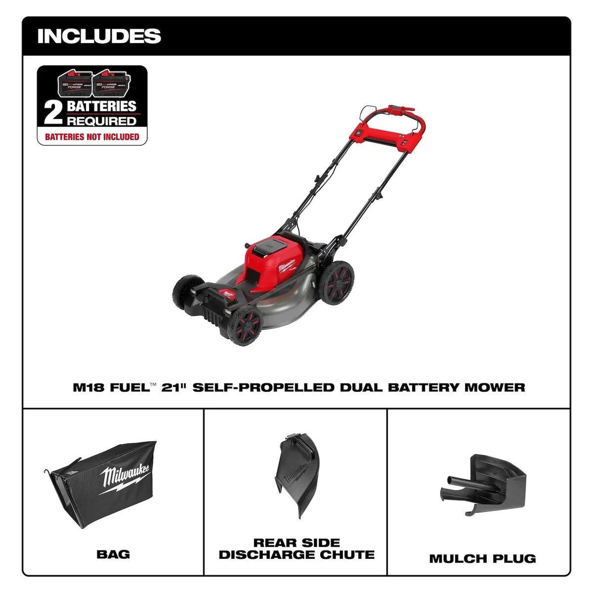 Milwaukee 2823-22HD M18 FUEL Self-Propelled Dual Battery Mower Kits. image 1