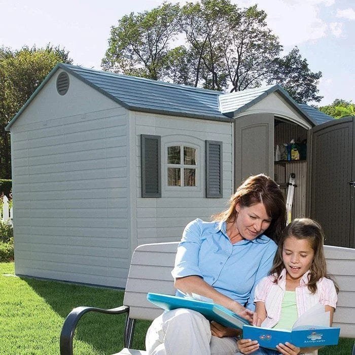 Side entry 15 ft. W x 8 ft. D plastic storage shed with assembly image 2